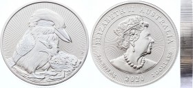 Australia 2 Dollars 2020 Piedfort
Silver (.999) 62.20g 40.6mm; Australian Kookaburra – Kookaburra