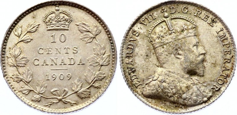 Canada 10 Cents 1909
KM# 10; Edward VII. Silver, AUNC. Great toning.