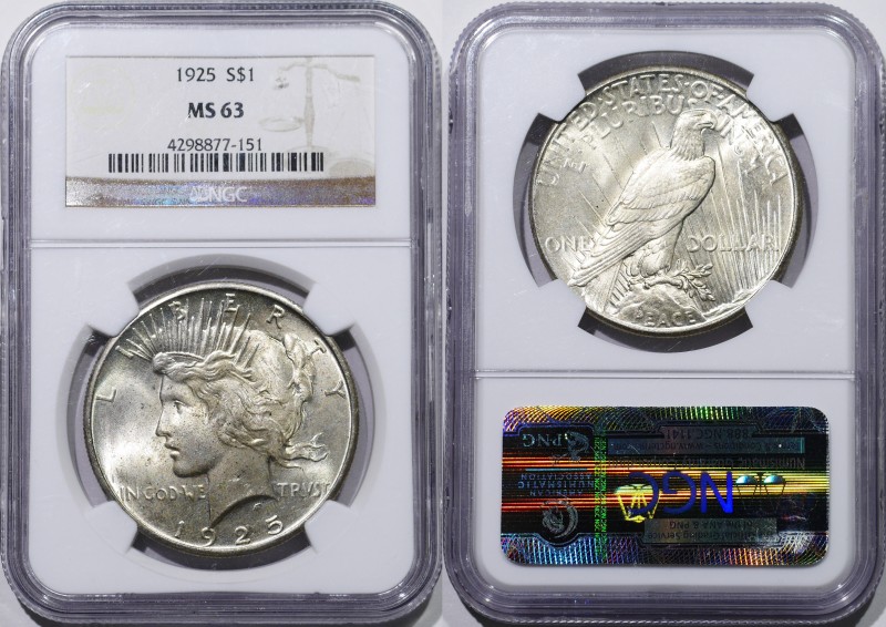 United States Liberty Dollar 1925 NGC MS 63
KM# 150; Silver