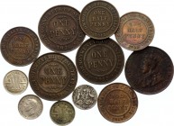 Australia Lot of 12 Coins 1911 - 1951
With Silver; Various Dates, Denominations & Conditions