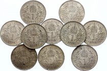 Austria Lot of 10 Coins 1 Corona 1915
KM# 2820; Silver; Franz Joseph I