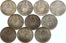 Austria Lot of 10 Coins 1 Corona 1916
KM# 2820; Silver; Franz Joseph I
