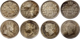 Canada Lot of 4 Coins 5 Cents 1881 - 1907
Silver; Scarcer Pieces Included