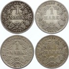 Germany - Empire Lot of 4 Coins 1 Mark 1891 - 1892 A D F
KM# 14; Silver; Various Mintmarks