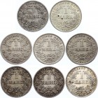 Germany - Empire Lot of 8 Coins 1 Mark 1900 - 1914
KM# 14; Silver; Various Mintmarks & Conditions