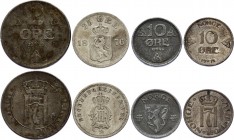 Norway Lot of 4 Old Coins 1876 -1944
With silver, some rare dates. VF mostly.