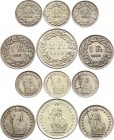 Switzerland Lot of 6 Coins 1913 - 1965
1/2 1 2 Francs 1913 - 1965; Silver