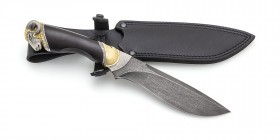 Damascus Blade Knife "Golden Fleece" 2017 Art Handmade
Overall length: 275 mm; Blade length: 150 mm; Blade thickness: 5 mm; Blade width: 30 mm; Blade...