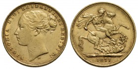 AUSTRALIA - Vittoria (1837-1901) - Sterlina - 1877 M - San Giorgio - AU Kr. 7 Colpetto
BB+