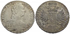 AUSTRIA - Maria Teresa e Francesco I (1740-1765) - Tallero - 1765 Vienna - AG Kr. 1836 Segno al D/
qSPL/SPL
