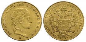 AUSTRIA - Ferdinando I d'Asburgo-Lorena (1835-1848) - Ducato - 1844 B - AU Kr. 2262 Colpetto - Con cartellino manoscritto del collezionista anni '60
...