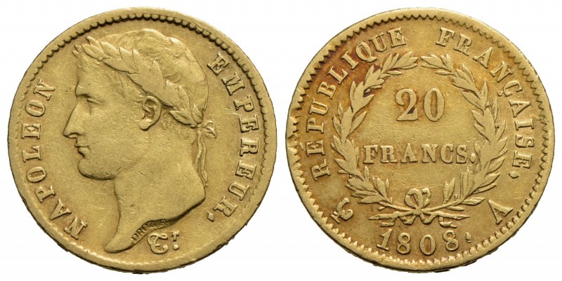 FRANCIA - Napoleone I, Imperatore (1804-1814) - 20 Franchi - 1808 A - Testa laur...