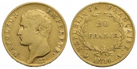 FRANCIA - Napoleone I, Imperatore (1804-1814) - 20 Franchi - AN 14 A - AU NC Kr. 663.1
BB/BB+