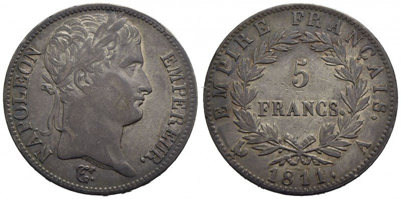 FRANCIA - Napoleone I, Imperatore (1804-1814) - 5 Franchi - 1811 A - AG Kr. 694....