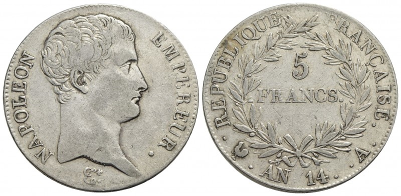 FRANCIA - Napoleone I, Imperatore (1804-1814) - 5 Franchi - AN 14 A - AG Kr. 662...