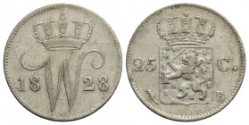 OLANDA - Guglielmo I (1815-1840) - 25 Centesimi - 1828 B - AG RR Kr. 48 Segnetti
BB+