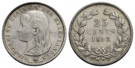 OLANDA - Guglielmina (1890-1948) - 25 Centesimi - 1893 - AG R Kr. 115 Segnetti
SPL