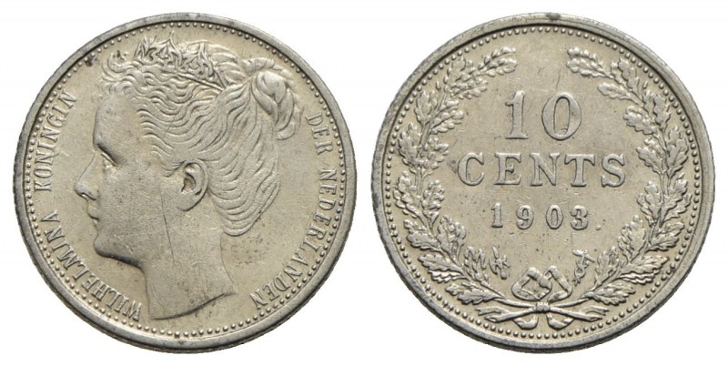 OLANDA - Guglielmina (1890-1948) - 10 Centesimi - 1903 - AG Kr. 135 Segnettini
...