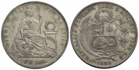 PERU' - Repubblica (1822) - Sol - 1869 YB - AG Kr. 196.3
qFDC