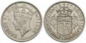 RHODESIA DEL SUD - Giorgio V (1910-1936) - Mezza corona - 1937 - AG Kr. 5 Bei fondi lucenti al R/
BB+/SPL+