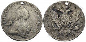 RUSSIA - Elisabetta (1741-1761) - Rublo - 1758 HK - AG R Kr. 19c.4 Forato
qBB