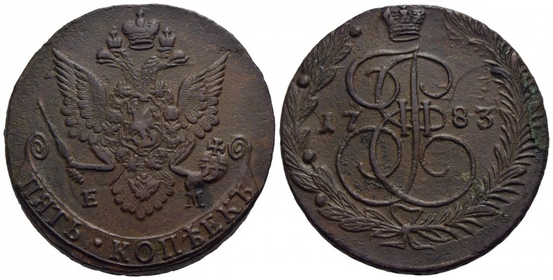 RUSSIA - Caterina II (1762-1796) - 5 Copechi - 1783 EM - CU Kr. 59.3 Modesta oss...