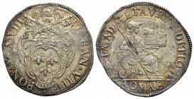 ROMA - Urbano VIII (1623-1644) - Testone - A. VIII - Stemma sormontato da tiara e chiavi decussate - R/ Roma seduta a d. - (AG g. 9,61) R CNI 349; Mun...