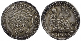 ROMA - Urbano VIII (1623-1644) - Testone - A. VIII - Stemma sormontato da tiara e chiavi decussate - R/ Roma seduta a d. - (AG g. 9,56) R CNI 349; Mun...