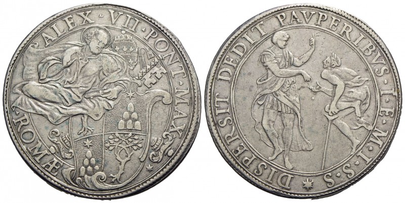 ROMA - Alessandro VII (1655-1667) - Piastra - Stemma sormontato da tiara e chiav...