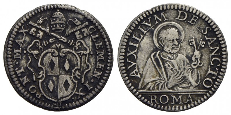 ROMA - Clemente IX (1667-1669) - Grosso - Stemma ovale sagomato - R/ Busto di Sa...