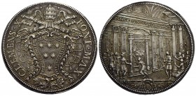 ROMA - Clemente X (1670-1676) - Piastra - 1675 - Stemma poligonale fra due festoni di alloro - R/ Portico di San Pietro con pellegrini - (AG g. 32,07)...