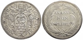 ROMA - Innocenzo XI (1676-1689) - Mezza piastra - A. VII - Stemma sormontato da tiara e chiavi decussate - R/ Scritta in tre righe in cartella - (AG g...