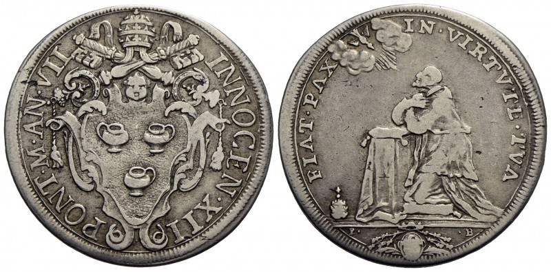 ROMA - Innocenzo XII (1691-1700) - Mezza piastra - A. VII - Stemma poligonale sa...