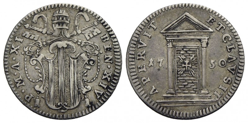 ROMA - Benedetto XIV (1740-1758) - Grosso - 1750 A. XI - Stemma a targa sagomata...