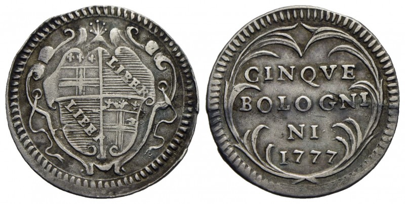 BOLOGNA - Pio VI (1775-1799) - Carlino - 1777 - (AG g. 1,45) R CNI 17; Munt. 228...