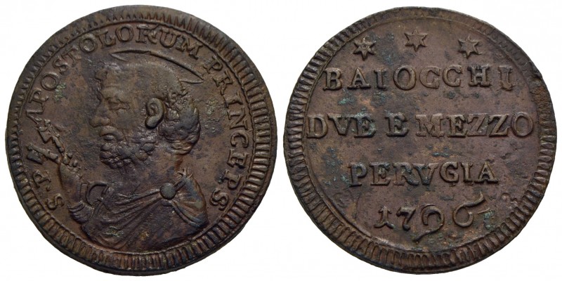 PERUGIA - Pio VI (1775-1799) - Sampietrino - 1796 - (CU g. 16,61) CNI 10; Munt. ...