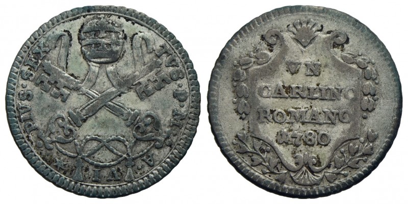 ROMA - Pio VI (1775-1799) - Carlino - 1780 A. VI - (MI g. 2,7) CNI 74; Munt. 87...