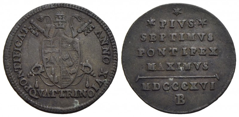 BOLOGNA - Pio VII (1800-1823) - Quattrino - 1816 A. XVI - (CU g. 2,3) R Pag. 106...