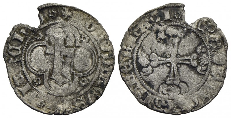 CHIVASSO - Teodoro II Paleologo (1381-1418) - Mezzo grosso - Grande T entro corn...