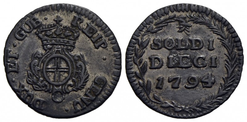 GENOVA - Dogi Biennali (terza fase, 1637-1797) - 10 Soldi - 1794 - (MI g. 2,58) ...