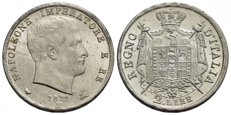 MILANO - Napoleone I, Re d'Italia (1805-1814) - 2 Lire - 1811 - AG Pag. 37; Mont...