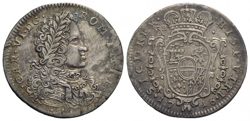 NAPOLI - Carlo VI d'Asburgo (1707-1734) - Tarì - 1716 - AG P.R. 14; MIR 324/2
B...