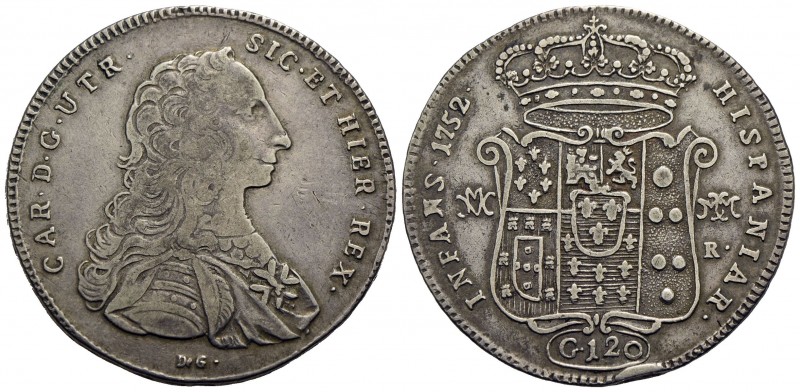 NAPOLI - Carlo di Borbone (1734-1759) - Piastra - 1752 - AG P.R. 30; Mont. 59 Co...