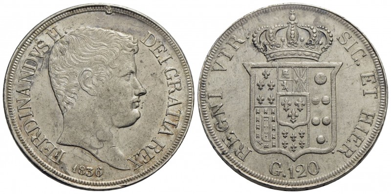 NAPOLI - Ferdinando II di Borbone (1830-1859) - Piastra - 1836 - AG P.R. 61; Mon...