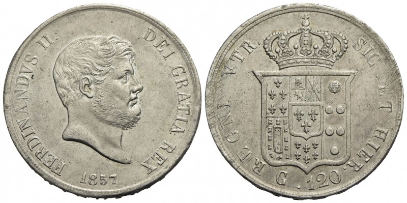 NAPOLI - Ferdinando II di Borbone (1830-1859) - Piastra - 1857 - AG P.R. 86; Mon...