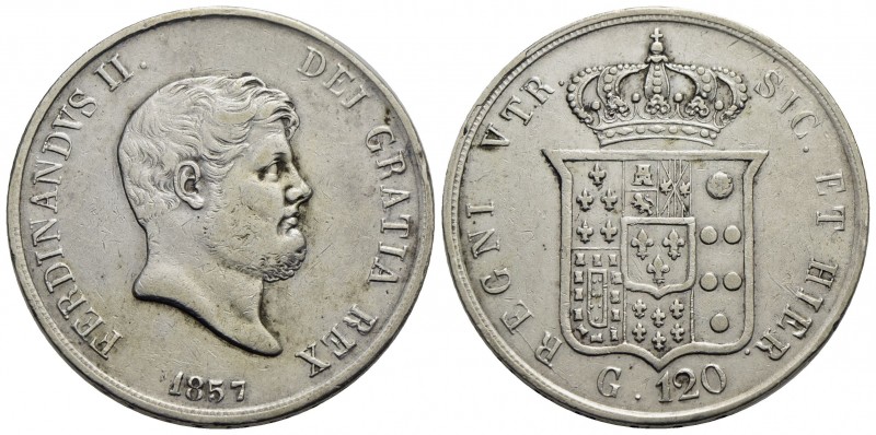 NAPOLI - Ferdinando II di Borbone (1830-1859) - Piastra - 1857 - AG P.R. 86; Mon...