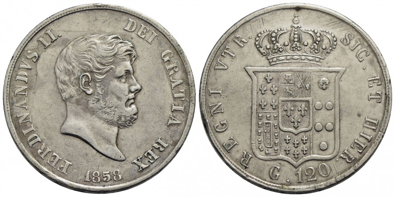 NAPOLI - Ferdinando II di Borbone (1830-1859) - Piastra - 1858 - AG R P.R. 87; M...