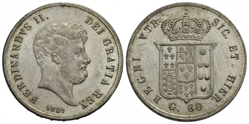 NAPOLI - Ferdinando II di Borbone (1830-1859) - Mezza piastra - 1857 - AG P.R. 1...