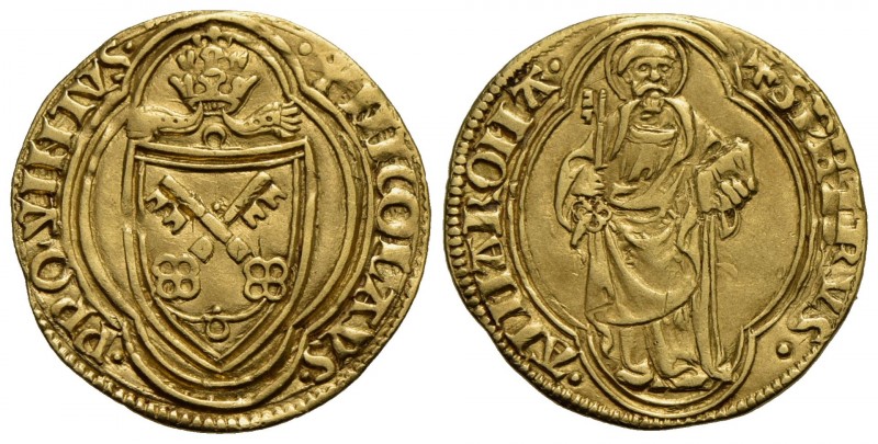 ROMA - Nicolò V (1447-1455) - Ducato - Stemma sormontato da triregno, in quadril...