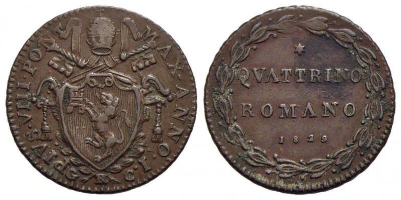 ROMA - Pio VIII (1829-1830) - Quattrino - 1829 - CU Pag. 149; Mont. 13
BB-SPL